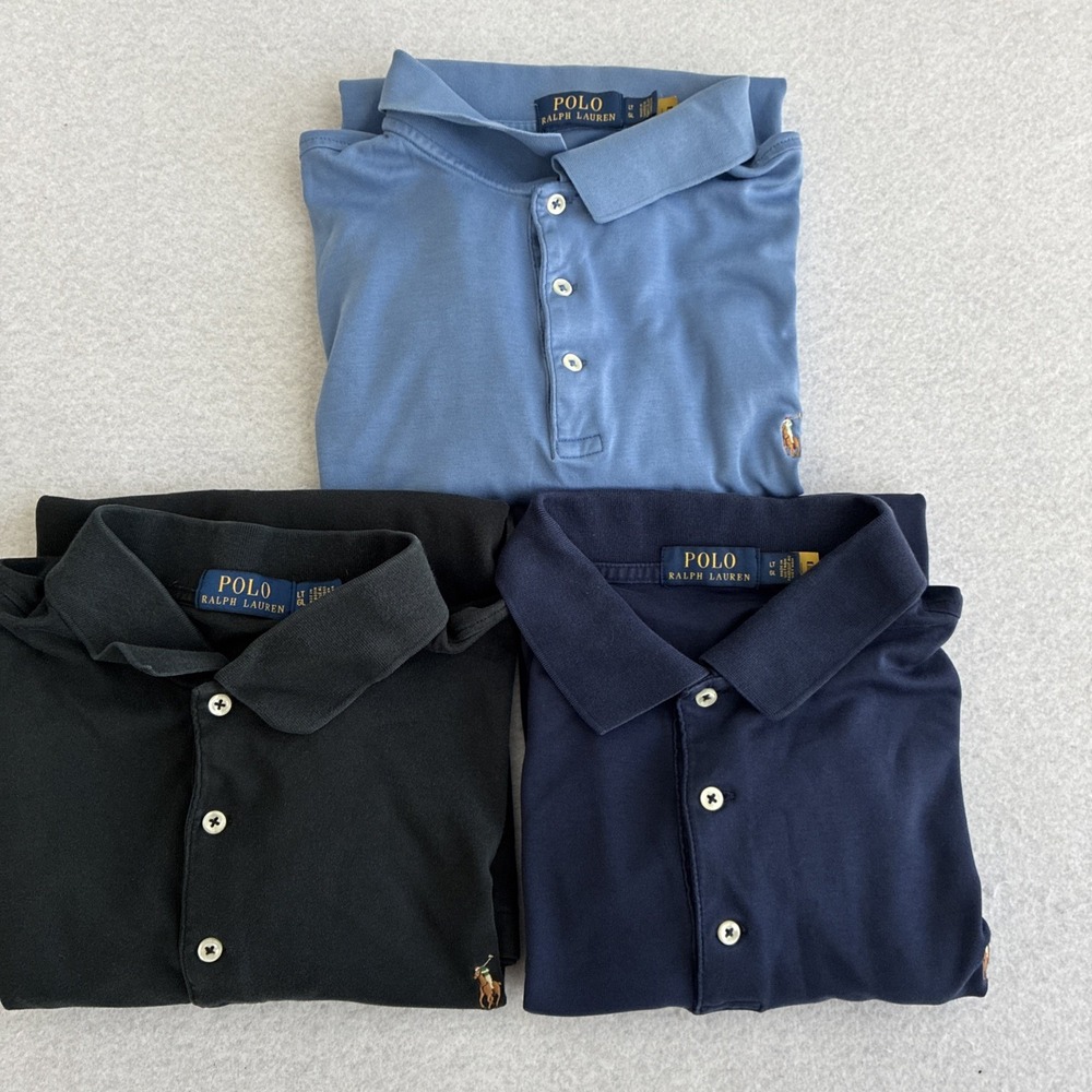 Polo Ralph Lauren Lot of Three Bundle Mens Soft Touch Cotton Polos LT Large Tall